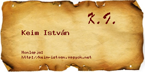 Keim István névjegykártya